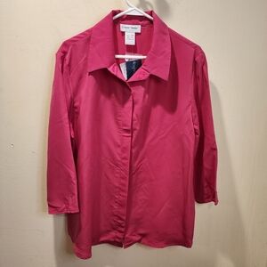 Graver Studios Women's Pink Fuschia  Button-Up Top Size L
